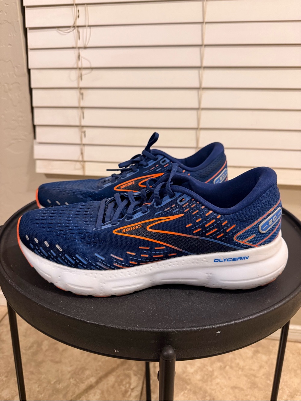 Brooks Glycerin 20 Running Shoes Blue Orange Men’s 10 Athletic Sneakers
